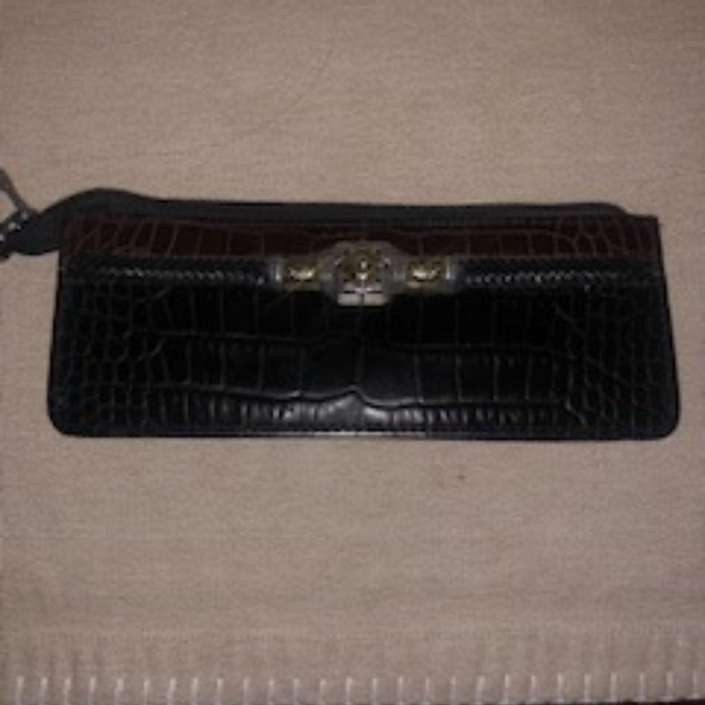 Brighton Black and Brown Leather with Pewter Zipper Case